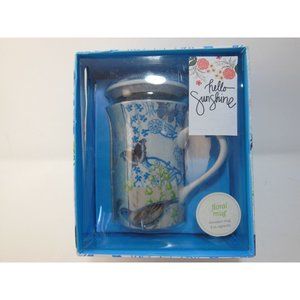 Punctuate by Barnes & Noble Floral Butterfly  Mug Tea Cup & lid, NEW  gift box